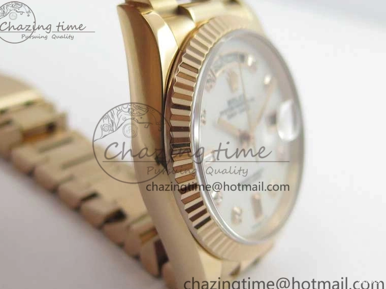 Best Bp RG Crystral 36 Edition 128239 on MOP Bracelet RG President Markers Dial Day-Date Maker White 0319